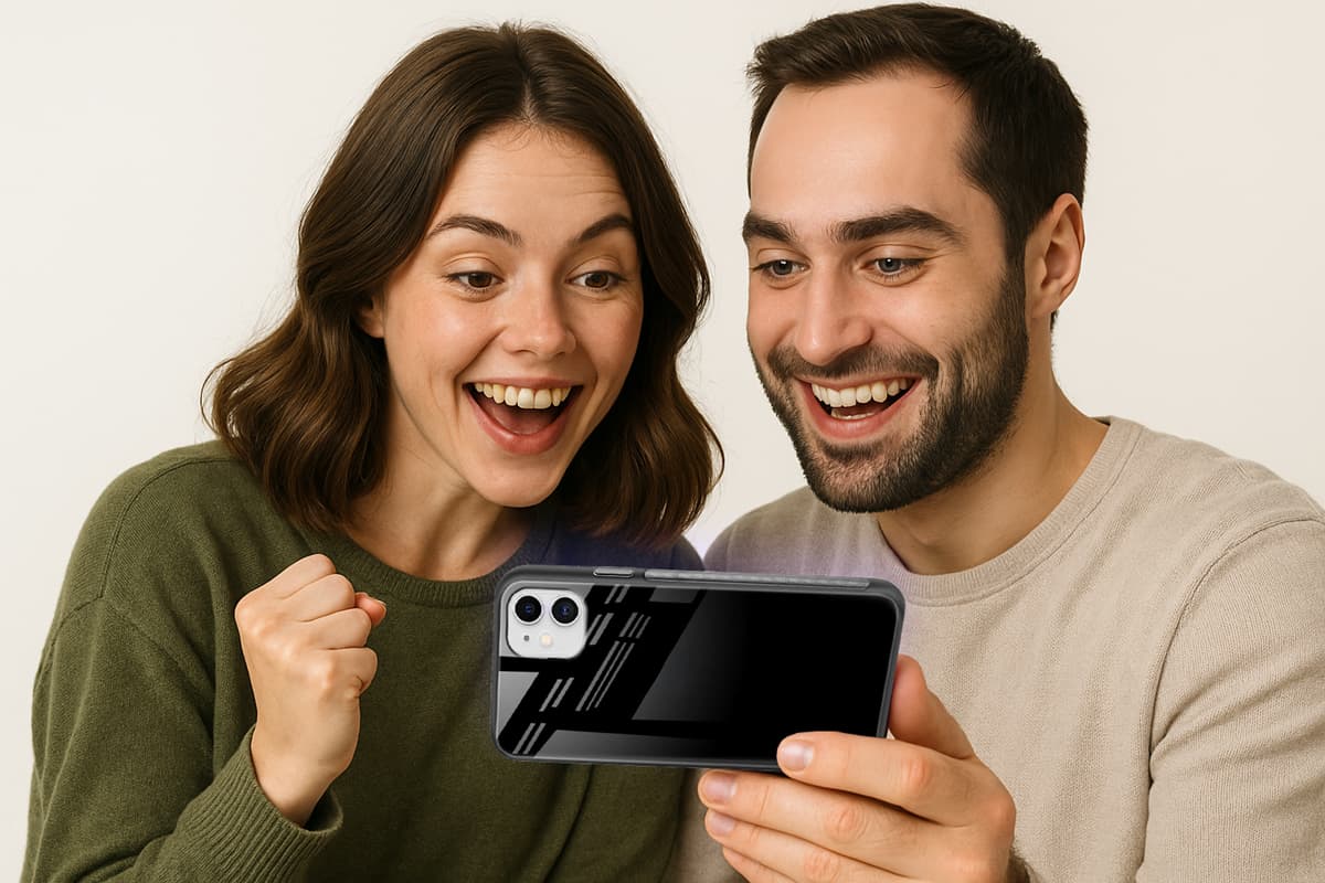 a happy couple playing Jack or Better